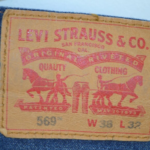 Levis 569 Denim Jeans Mens 38/30 Blue Loose Fit Straight Leg Relaxed Casual Pant - Picture 10 of 10
